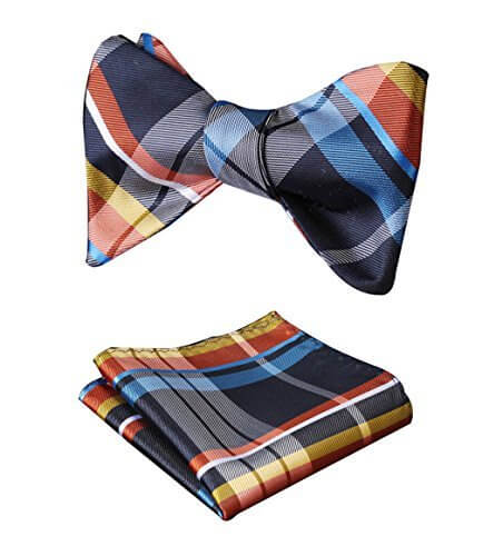 SetSense Men’s Plaid Jacquard Woven Self Bow Tie Set