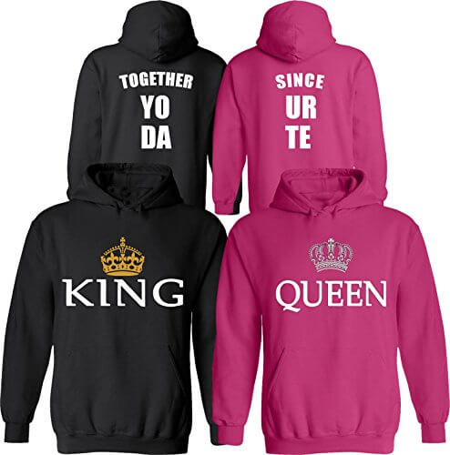 King & Queen [PERSONALIZED] Together Since [Your Date] - Matching Couple Hoodies - His and Her Anniversary Sweaters 2